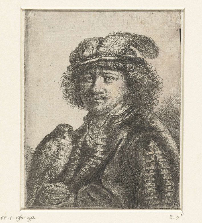  伦勃朗·梵·莱茵 Rembrandt van Rijn——男子和小鸟的铅笔画像